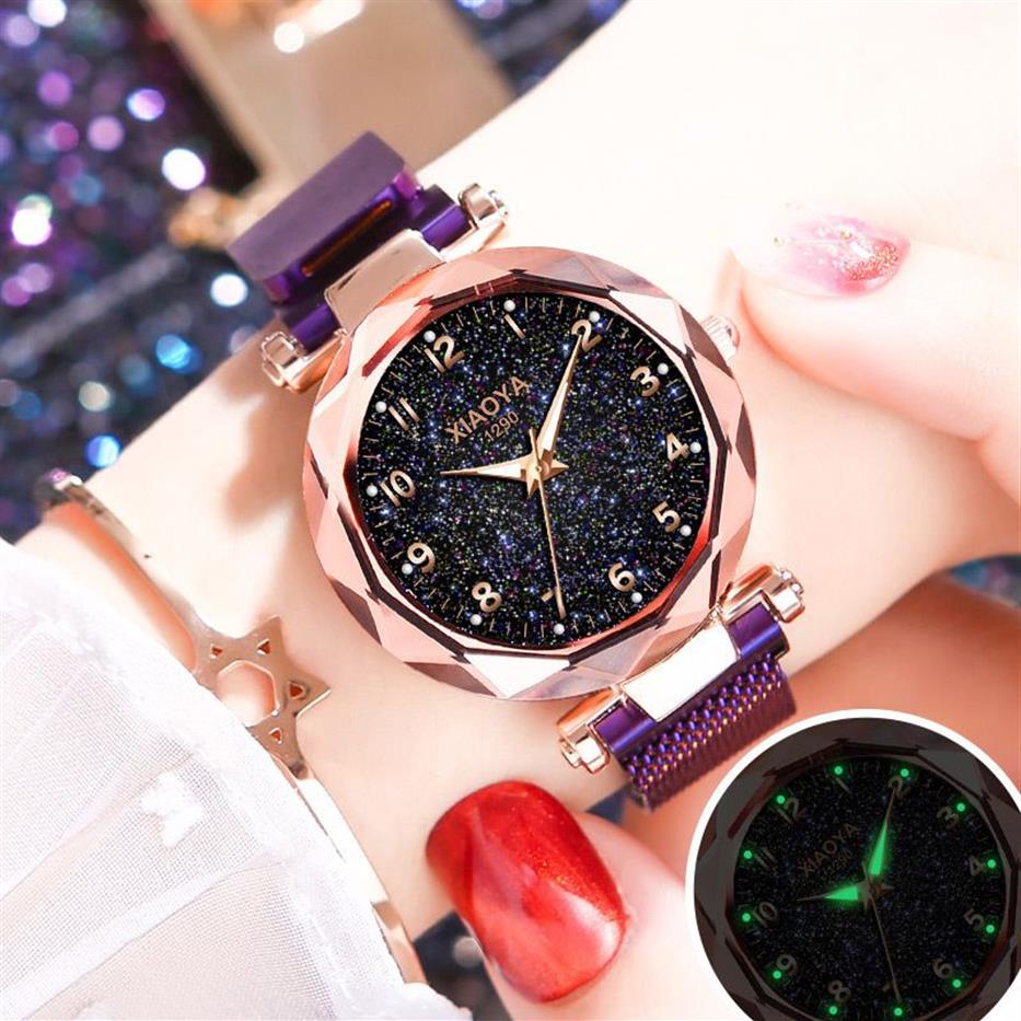 2019 Starry Sky Watches女性ファッションマグネットウォッチレディースゴールデンアラビア腕時計レディーススタイルブレスレットクロックY19175Z