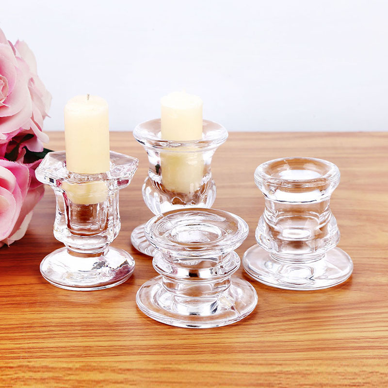 Szklane stożkowe uchwyty świec przezroczyste szklane stożkowe świeczniki uchwyty masowe eleganckie na stół ślub świąteczne Święta Święta Dziękczynienia
