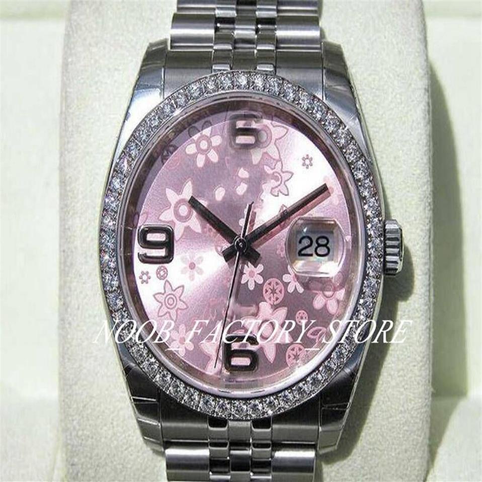 Relógios femininos fábrica 2813 movimento automático 36mm feminino rosa flor vestido presente de natal vidro safira com box234z original