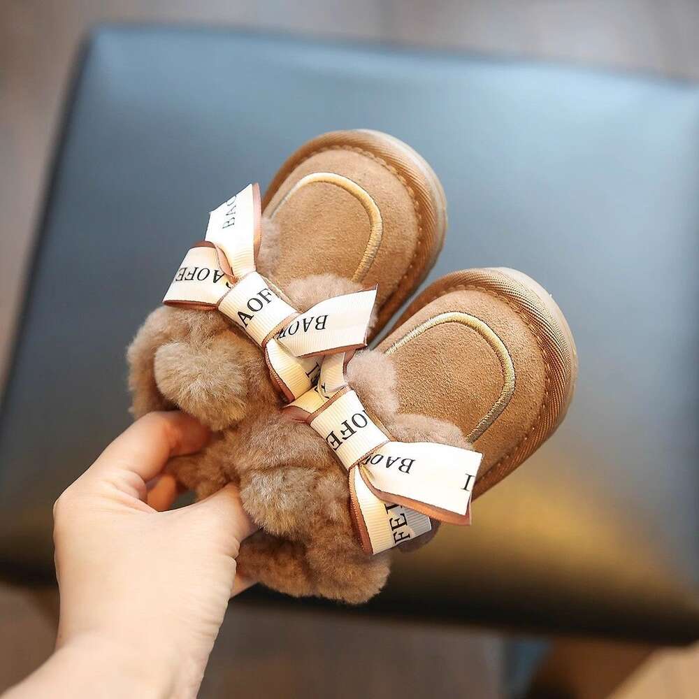 2023 children Girl's Snow Shoes, Boots, Thickened Winter Plush, Warm Soft Soled, Children's Walking and toddler baby boots Cotton Shoes