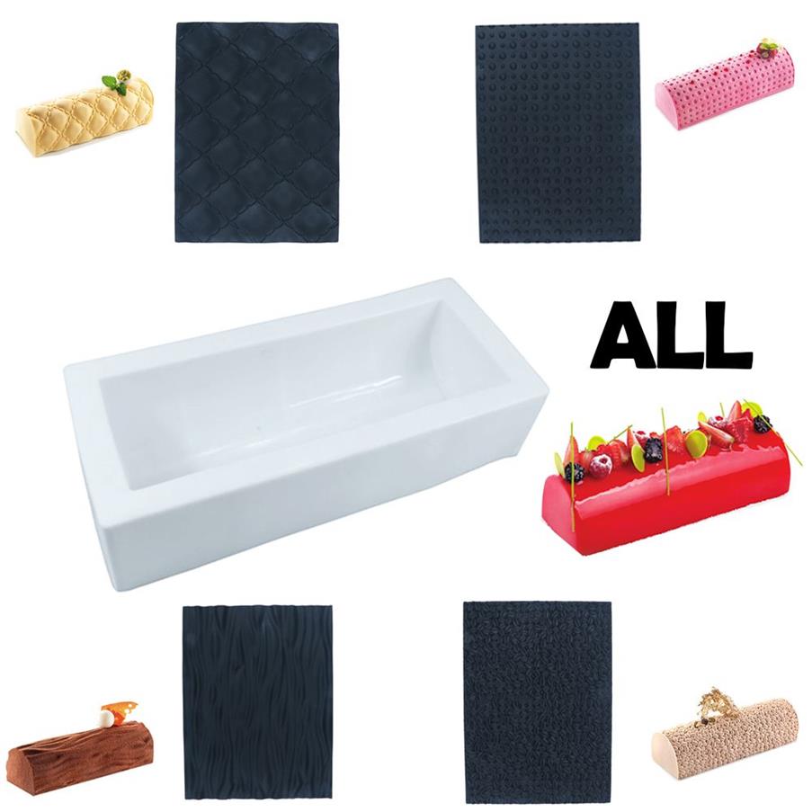 5 pezzi in legno a forma di cuore a forma di fiori in silicone tappetino da forno stampi dolci cottura Twinkie Buche Log Kit dessert torte Bakeware Tools212G