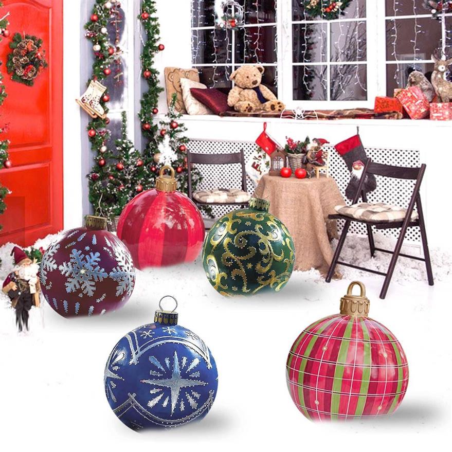 Outdoor Christmas Inflatable Decorated Ball Made of PVC 23 6 inch Giant Tree Decorations Holiday Decor 211018254M