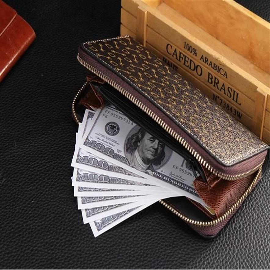 Män kvinnor lång arrangör plånbok fast färg hasp mini plånböcker män väskor hela kreditkort äkta läder svart röd grå hög 254r