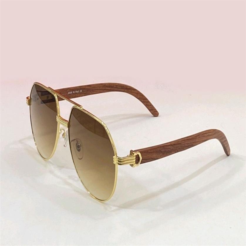 Goldene Holz-Piloten-Sonnenbrille für Herren, brauner Farbverlauf, Sonnenschutz, Autobrille, occhiali da sole firmi, UV400-Schutz, Augenschutz, Su213Y