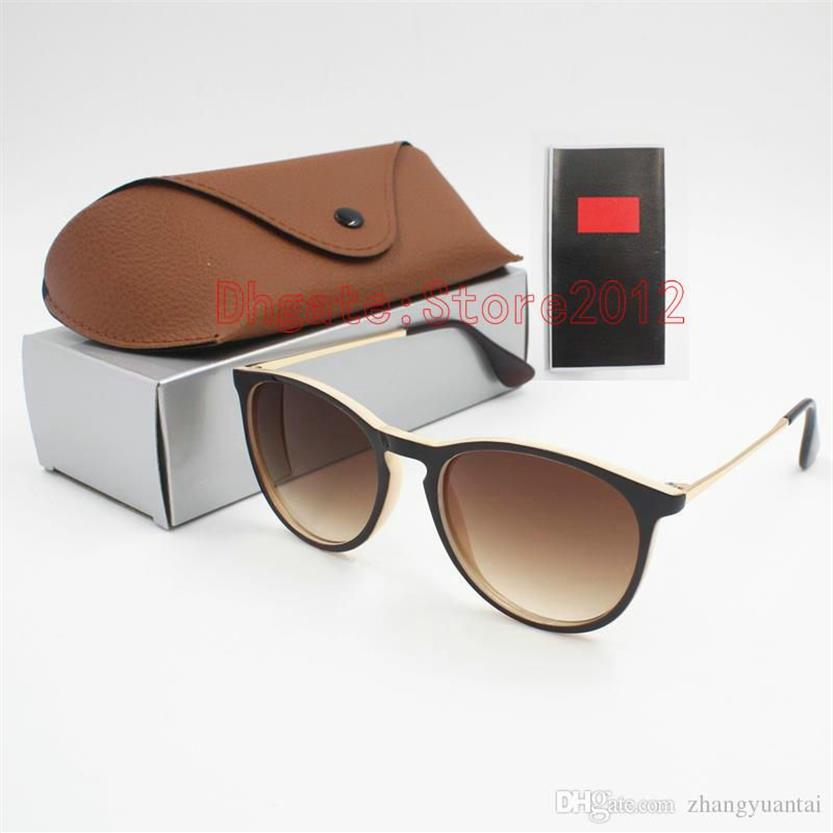 Nouvelle mode lunettes de soleil rondes lunettes de soleil lunettes de soleil marque de créateur cadre en métal noir lentilles en verre foncé pour hommes femmes meilleur marron C283a