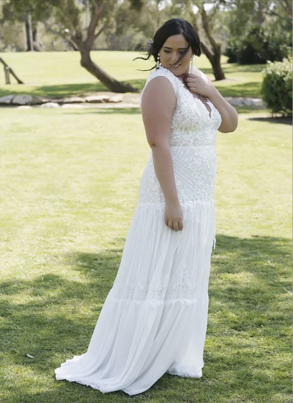 Robes de mariée de plage en dentelle de haute qualité, plus la taille, col en V, robes de mariée bohème plissées, ligne A, longueur au sol en mousseline de soie, Boho Robe de Mariee