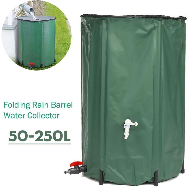 Pacotes de hidratação 50-250l barril de chuva dobrável tanque de água de colheita de água de chuva jardim forte recipiente de coleção dobrável de pvc com 272h