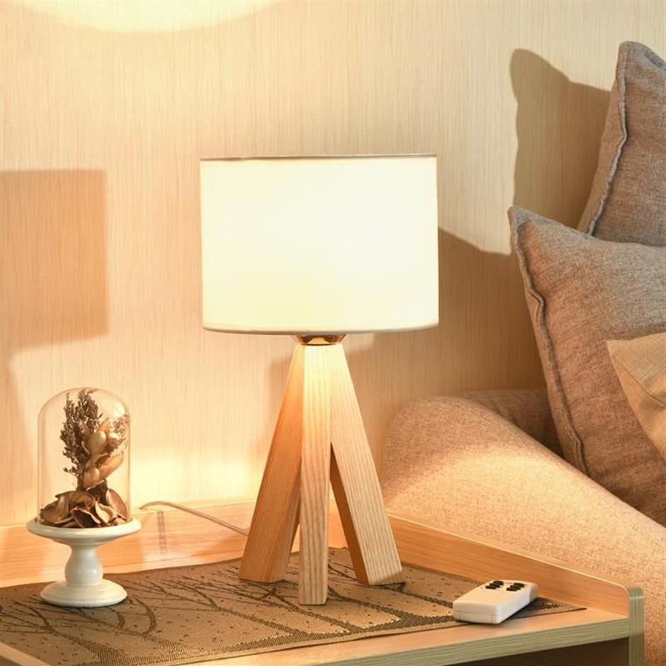 Lampada da tavolo a LED Lampada da letto in legno Lampada da comodino Home Deco Soggiorno Camera da letto Lamparas De Mesa Para El Dormitorio Classic220F