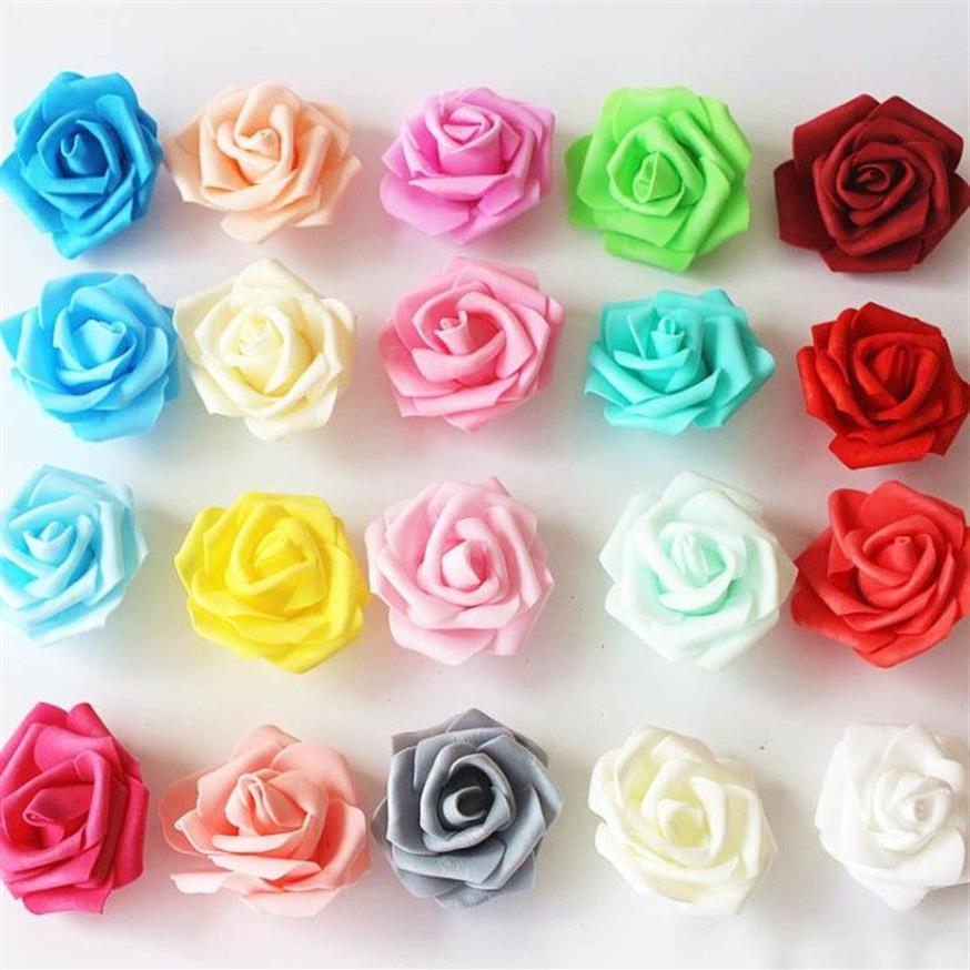 Nuovo di alta qualità 200 pz 6 cm schiuma teste di rose teste di fiori artificiali decorazione di cerimonia nuziale fiore bianco head216N