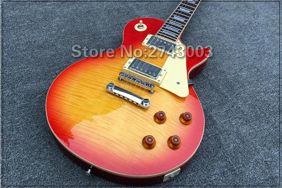 Custom Shop 1959 R9 Cherry Sunburs Flame Maple Top Standard Electric Guitar Mahogany Body Guitarra