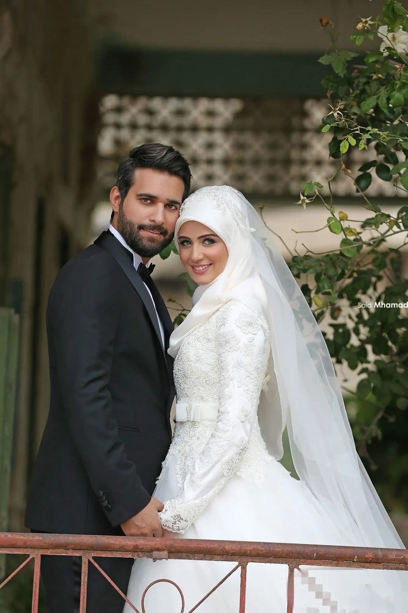 Muzułmańskie sukienki ślubne Said Mhamad koronkowe zimowe suknie ślubne długie rękawy Wysokie szyja arabska islamska suknia ślubna A-line