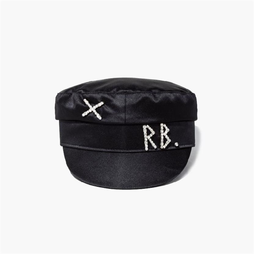 Simples Strass RB Chapéu Mulheres Homens Street Fashion Style Newsboy Chapéus Boinas Pretas Flat Top Caps226h