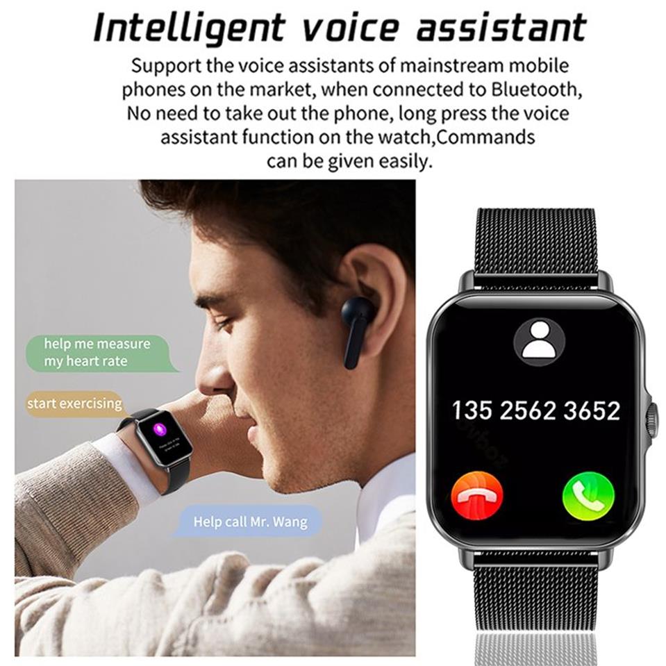 Lige Bluetooth Antwoord Oproep Smart Watch Men Full Touch Dial Call Fitness Tracker IP67 Waterdichte smartwatch voor Men Women Box 22041210p