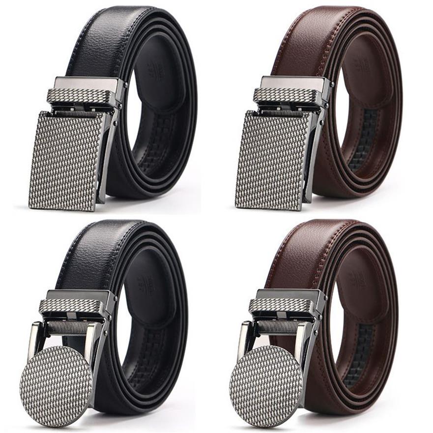 Cetiri Men's Ratchet Click Belt Genuine Leather Dress Belt For Men Jeans Holeless Automatic Sliding Buckle Black Brown Belts 255e