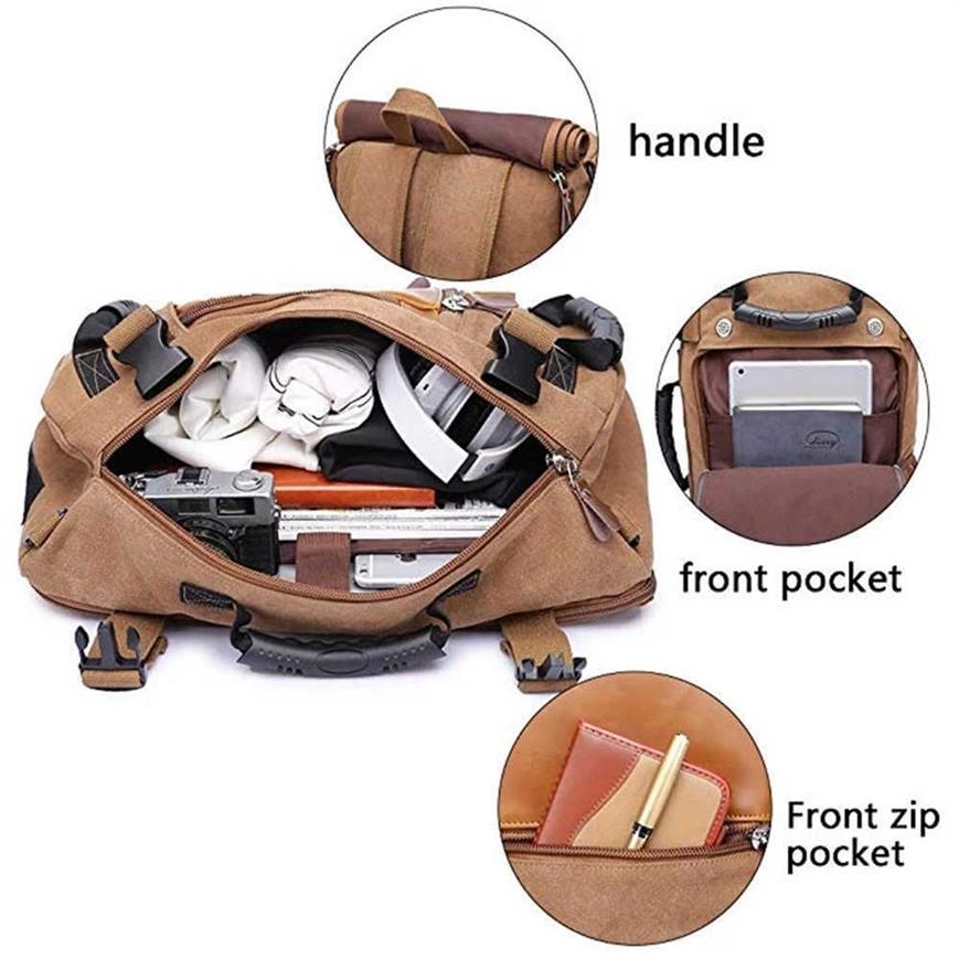 Kaka Vintage Canvas Travel Mackpack Mujeres Mujeres de gran capacidad Equipamiento Bolsas para el hombro Mochilas machos de mochila impermeable Paquete 210248V