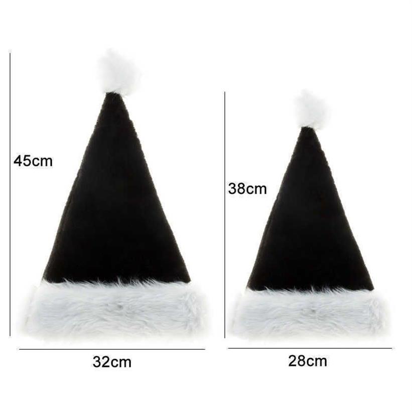 Chapeaux de fête Noir En Peluche De Noël Unisexe De Noël Pour Adultes Enfants Confortable Père Noël Cosplay Fournitures Décor Cadeau L221012290R