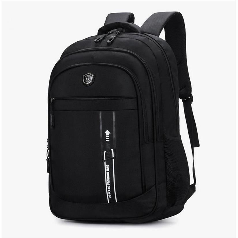 Große Kapazität Schultaschen für Teenager Rucksack Männer Schwarz Nylon Solid Middle Schüler High Schoolbag Big Bookbags Preppy264t