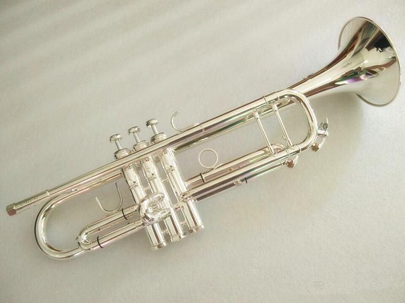 Real picture Shooting Brass Trumpet Silver Plated LT180S-43 Stradivarius Trumpet Horn Professional Bb Instrumentos Musicales Profesionales Mouthpiece