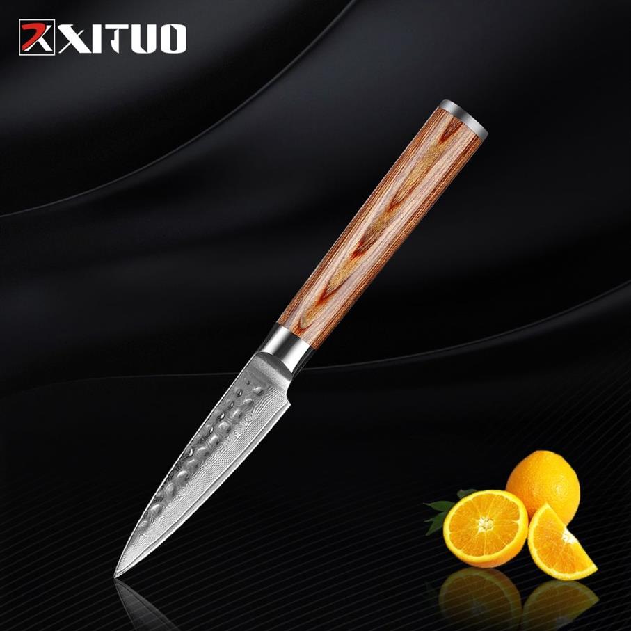 XITUO 3 5 Paring LNIFE Cucina LNIFE Professionale 67 Strati EAMASCUS Paring Frutta LNIFE Posate Strumento Pakwood Maniglia Dropshipp205Y