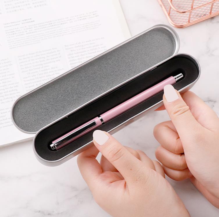 Empty Rectangle Pen Box Tin Silver Pencil Case Organizer For Needle Metal Containers Multifunction Storage Case School Stationery Supplies SN5328