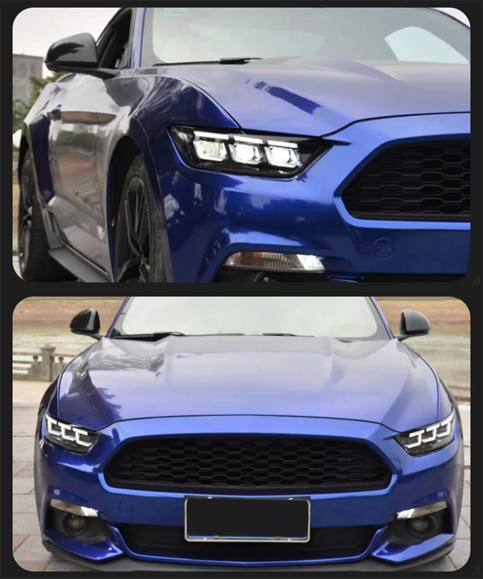 Bilfrontljus för Ford Mustang 20 15-20 17 Strålkastare Montering av bilar med LED DRL Dynamic Turn Signal Lights