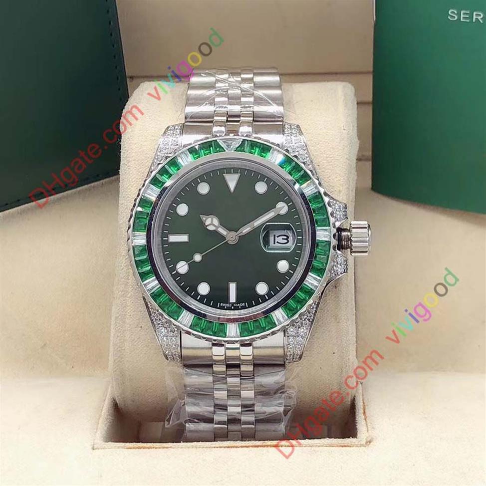 40 mm Rbow Rainbow Diamond Bezel Sapphire Baselworld zegarek męskie automatyczne zielone zegarki Mężczyźni sport 116610LV Pod ręką na rękę