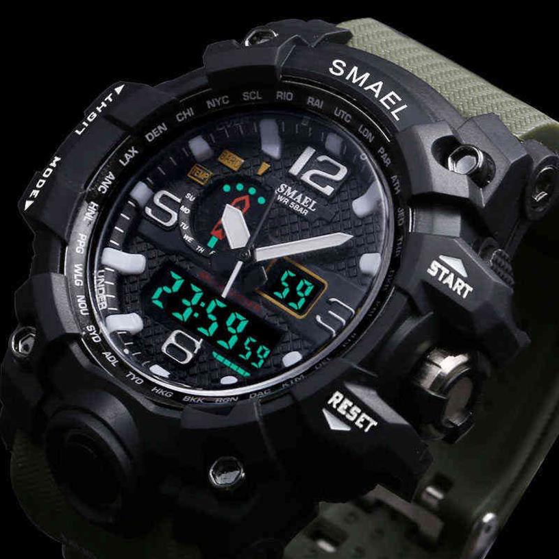 SMAEL Merk Mode Mannen Sport Horloges Mannen Analoge Quartz Klok Militaire Horloge Mannelijke Horloge heren 1545 relog masculino 220113183i