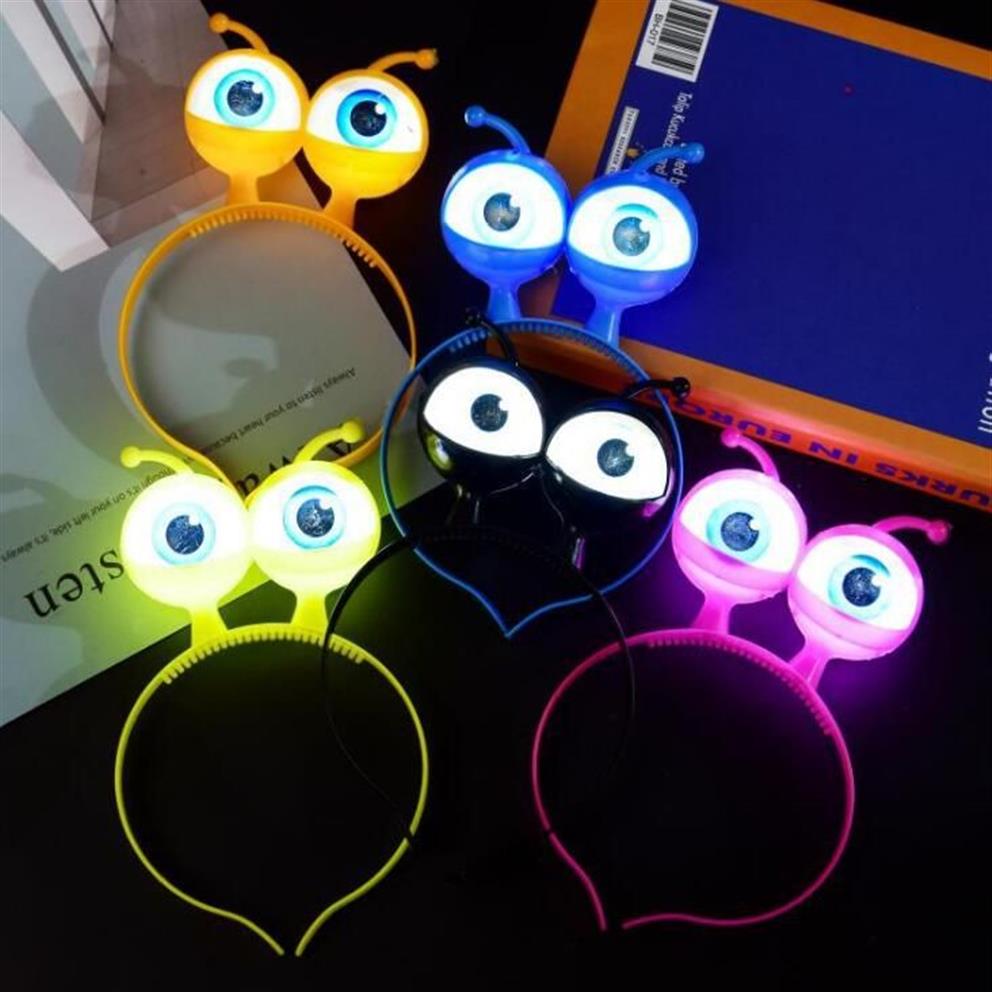 Halloween Masquerade LED Flashing Alien Headband Light-Up Eyeballs Hair Band Glow Party Supplies led Accessories GB11221804