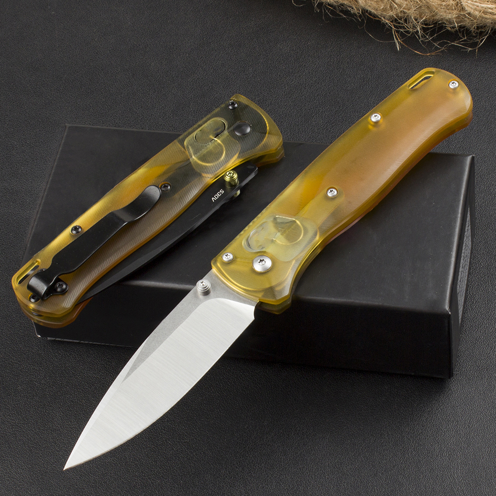 Högkvalitativ BM 535-4 Pocket Folding Knife 9Cr18Mov Drop Point Blade CNC Finish PEI Plasthandtag Outdoor Camping vandring EDC-mappknivar med detaljhandelslådan