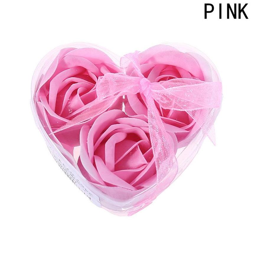 Aroma Heart Rose Soap Flower Flowers Bath Body Soap رومانسي هدايا تذكارية عيد الحب عيد الزفاف ديكور الحزب Box261g