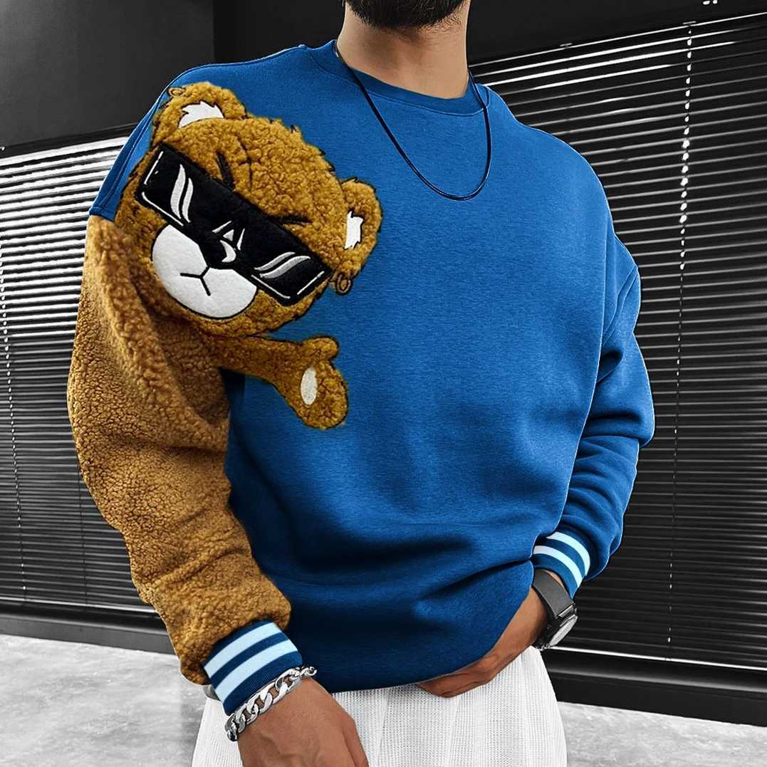 Moletom moletons de moletons de moletons do inverno de inverno masculino masculino de manga longa Ursos de manga de manga longa Pullovers de pescoço de pesco