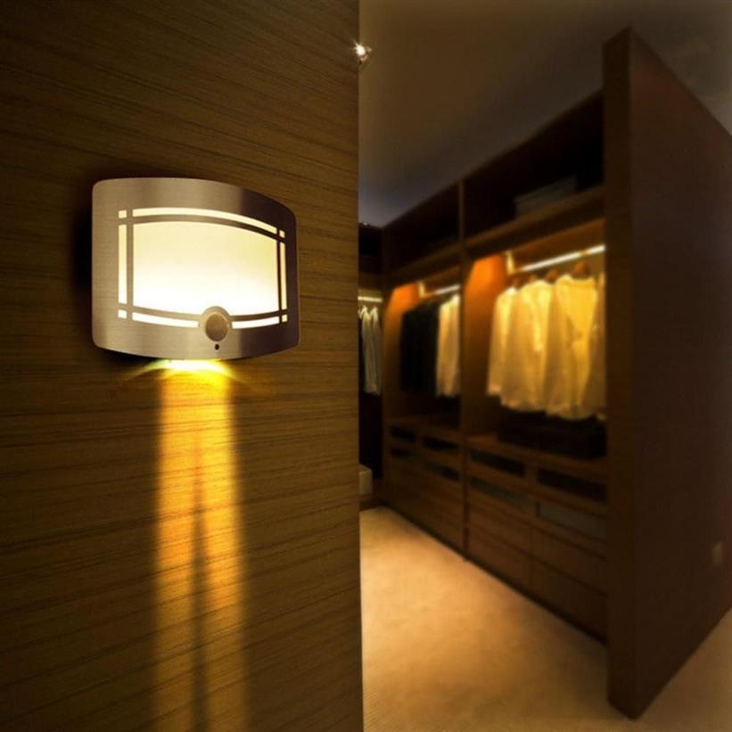 10 LED Motion Sensor Wireless Wall Light Operated Activated Battery Operated Sconce Walls Lights ship D2 0234T
