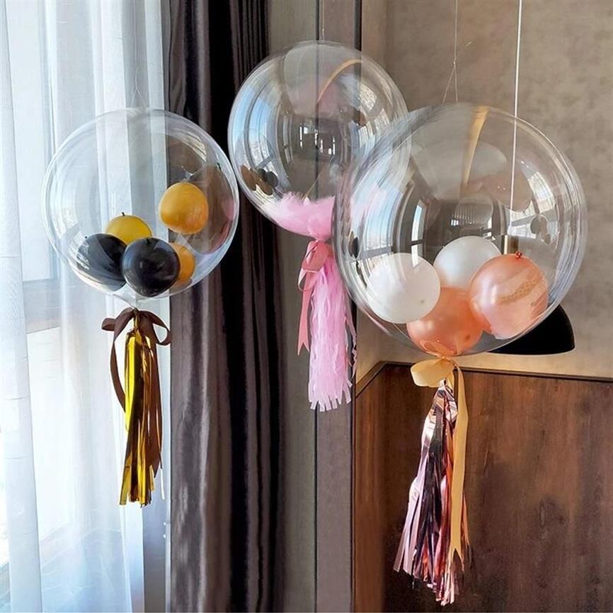 Ballon de décoration de fête Transparent Bobo Bulle Ballon Clair Gonflable Air Hélium Globos Fête De Mariage Décoration D'anniversaire Baby233G