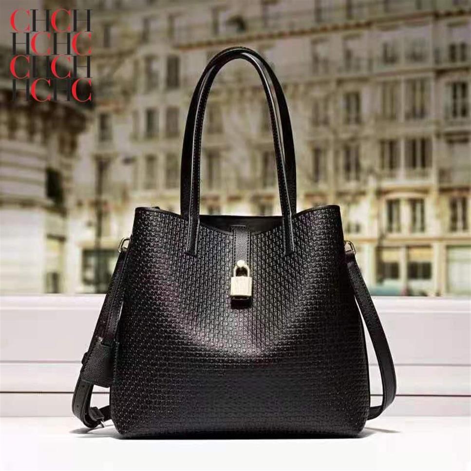 Evening Bags CHCH HCHC 100% Genuine Leather Embossed Tote Bag For Women 2022 Fashion Single Shoulder Handbags Designer Purse2361