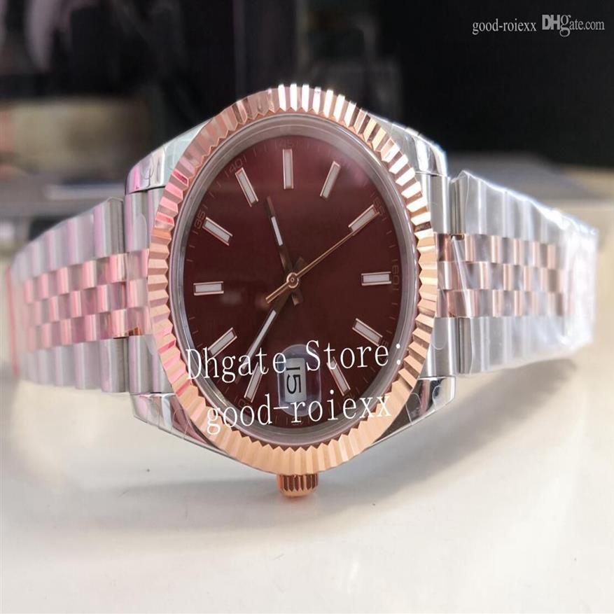 12 estilo 41mm relógios masculinos everose ouro rosa relógio pulseira jubileu masculino bp 2813 movimento chocolate marrom wimbledon cristal l248g