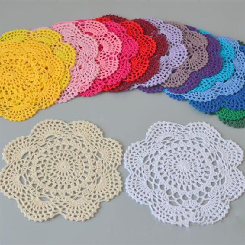 Tapis Tapis Napperon Rond Coton Fait Main Crochet Tasse Tapis 16 Couleurs 20 CM X 20 CM Place Mat254N