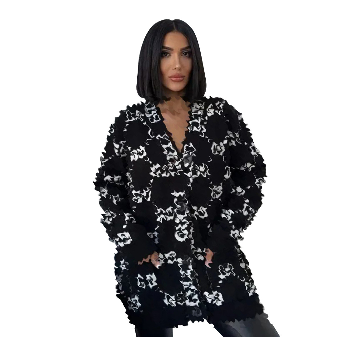 Wełniane swetry damskie projektant drukujący sweter swetra kardiganowe płaszcze szydełkowe bez odzieży wierzchniej.