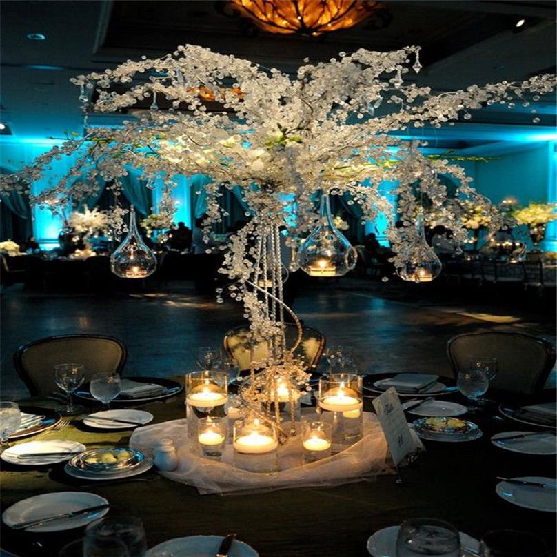Centre de table en métal et acrylique avec perles en métal et acrylique, de 2 pièces, superbes arbres de mariage, pour fête de mariage, événement, usage domestique, 329B