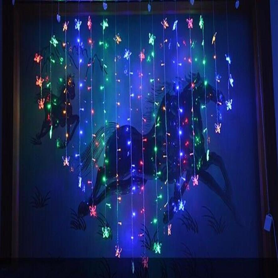 Stringa di luci LED colorate a forma di cuore a forma di farfalla lucida esterni con luce a sospensione controller la festa di Natale di nozze AC110V-2205R