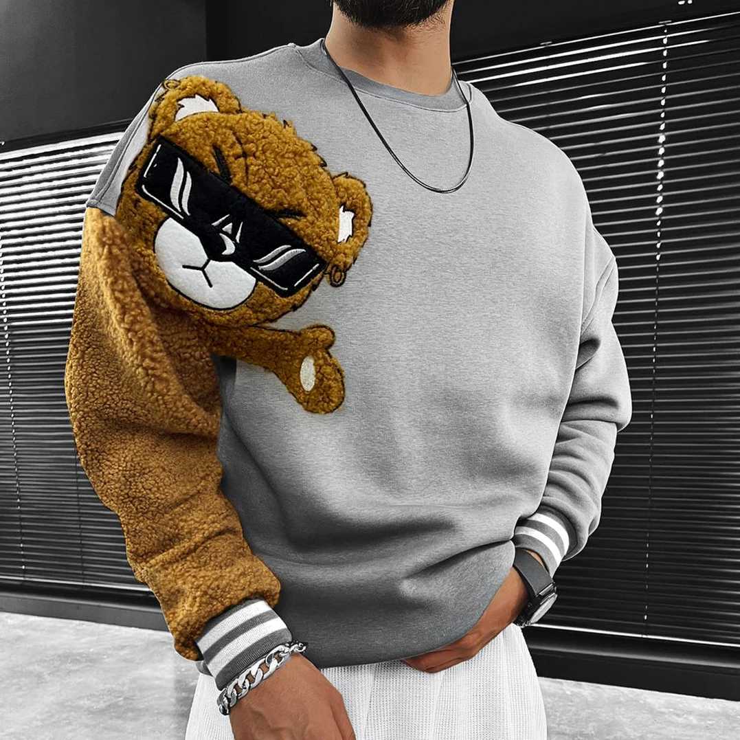 Men's Hoodies Sweatshirts Autumn Winter Men's Sweatshirt Long Sleeve T-Shirt Bears Pattern Long Sleeve Men Pullovers O-Neck Casual Male Clothing Tops J231220