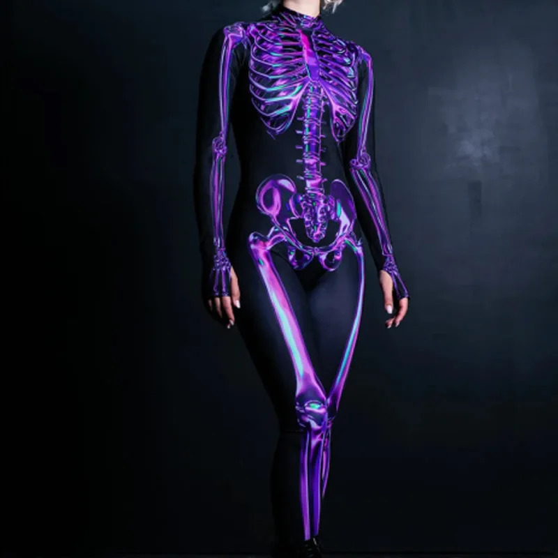 Cosplay Halloween Scary Skeleton Costume Adult Kids Family Horror Skull Jumpsuit Carnival Party ParentChild Pajama Outfits 231212