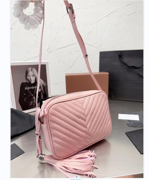 Kvinnor kamerapåse louloulou mode shopping satchels axel väskor läderkedja tofs crossbody messenger väskor på handväska lyxdesigner purses svart plånbok