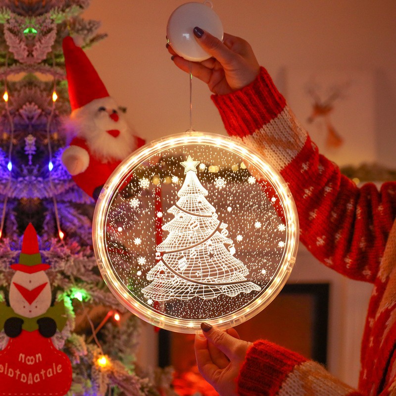 2024 Luci di Natale 16 cm Luci sospese 3D Decorazione della stanza Albero di Natale Luci notturne a LED Disposizione Finestra Stelle Festival Luci Stringa di LED.