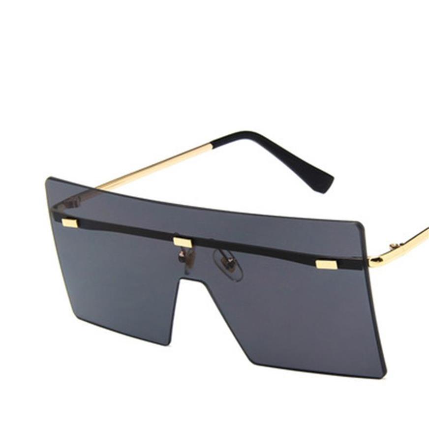 Unisex Fashion Oversized Square Rimless Sunglasses Women Flat top Big Sun Glasses Travel Gradient UV400261z