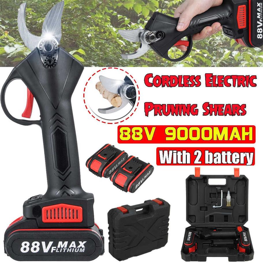 88V Cordless Electric Pruning Shears 30mm Max Cutting Garden Pruner Secateur Branch Cutter with 2 Lithium-ion Battery US Plug 21072356