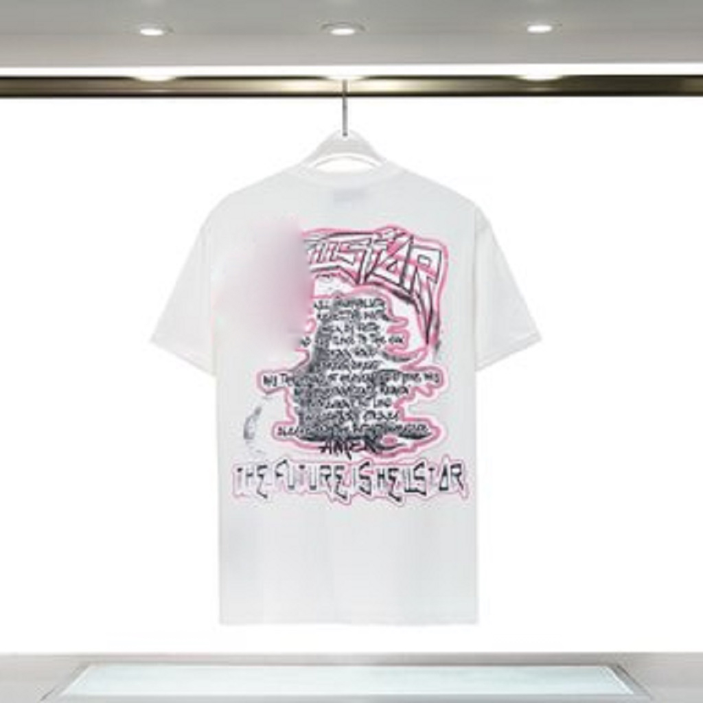 T-shirt firmata uomo e donna, tessuto in puro cotone dello stesso stile, T-shirt con motivo lettera hip-hop alla moda, top estivo ampio e traspirante