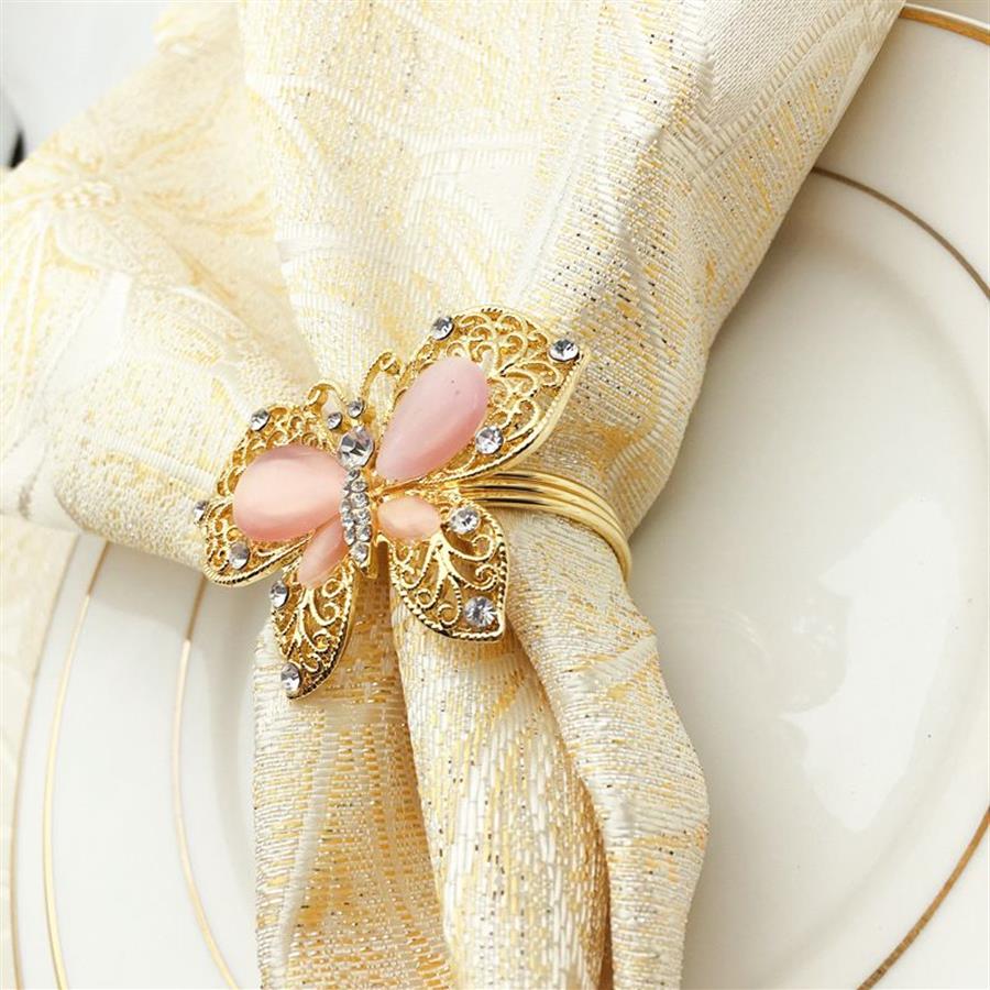 High-end Butterfly Napkin Ring Diamond Alloy Napkin Buckle el Banquet Wedding Decoration228C