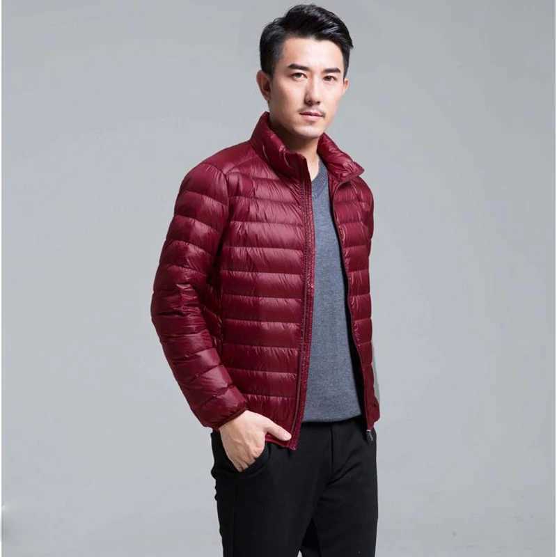 Men's Down Parkas Veste d'hiver hommes Parkas Ultra-mince manteau chaud hommes ultralégers doudoune couleur unie vers le bas manteau hommes mode nouveau Streetwear 5XLL231209