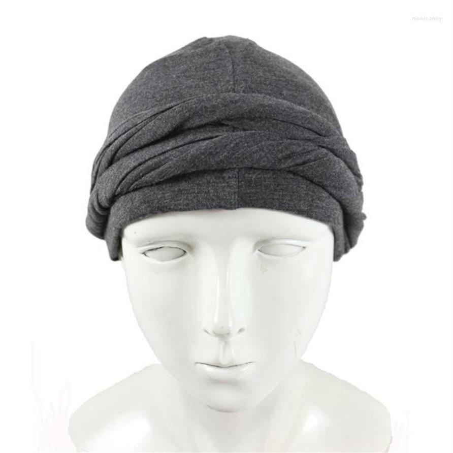 Berretti Uomo Turbante HeadWrap HaloTurban Durag Comodo Cappello Chemio Foderato in Raso Foulard Musulmano Hijab221k