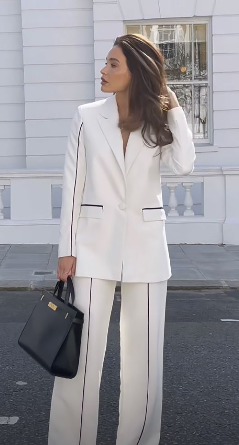 White Women's Pants Suits Peaked Lapel One Button Blazer Set Formal Wedding Tuxedo Lady Blazer 